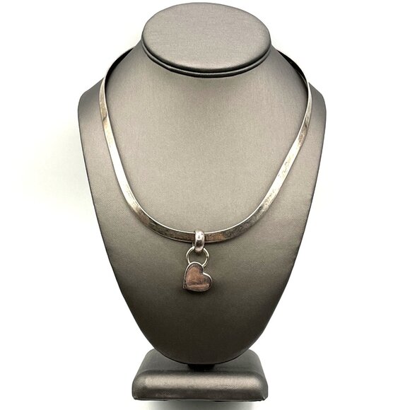Silpada Sterling Silver 925 Choker Collar Torque Heart Pendant Necklace - Picture 1 of 11